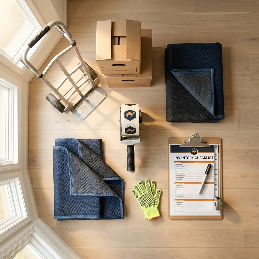 Professional moving supplies and packing materials layout for Slippery Rock residential relocations